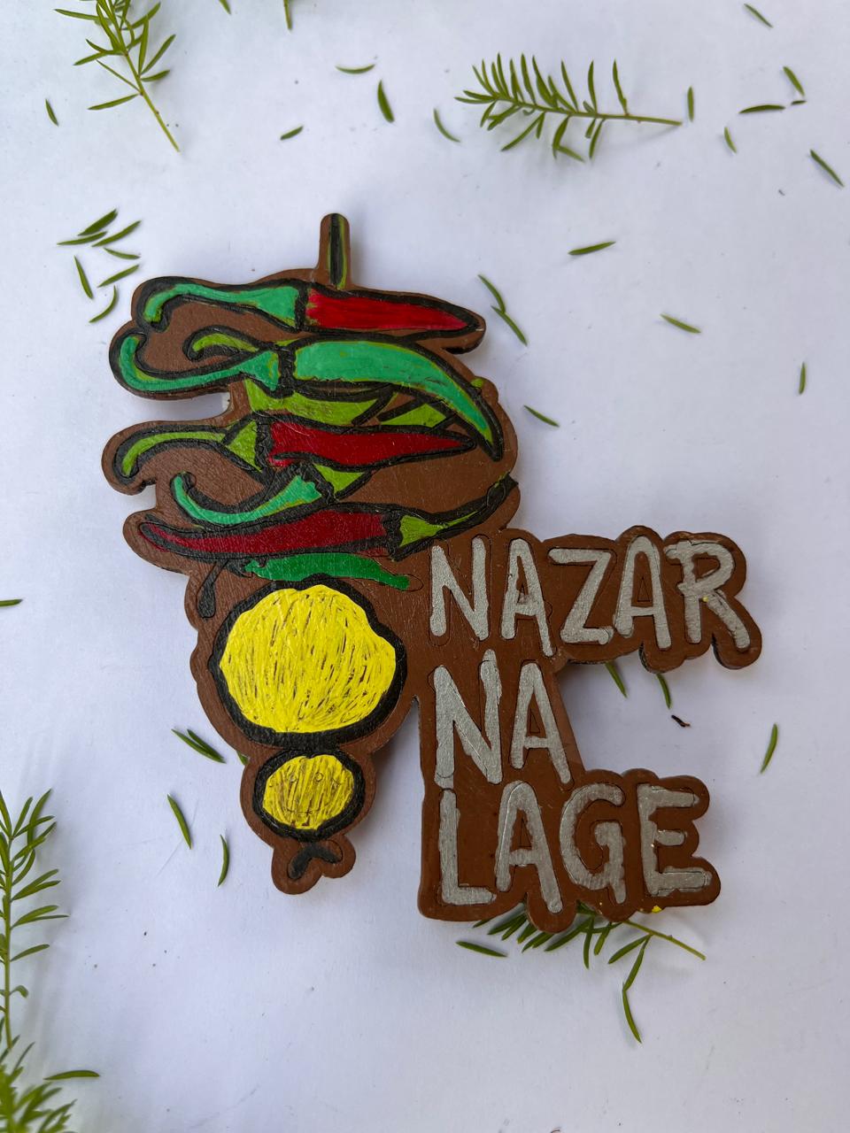 Nazar Na Lage Protective Handmade Wooden Magnet